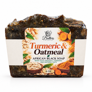 6 oz bar of turmeric and oatmeal african black soap bar. 