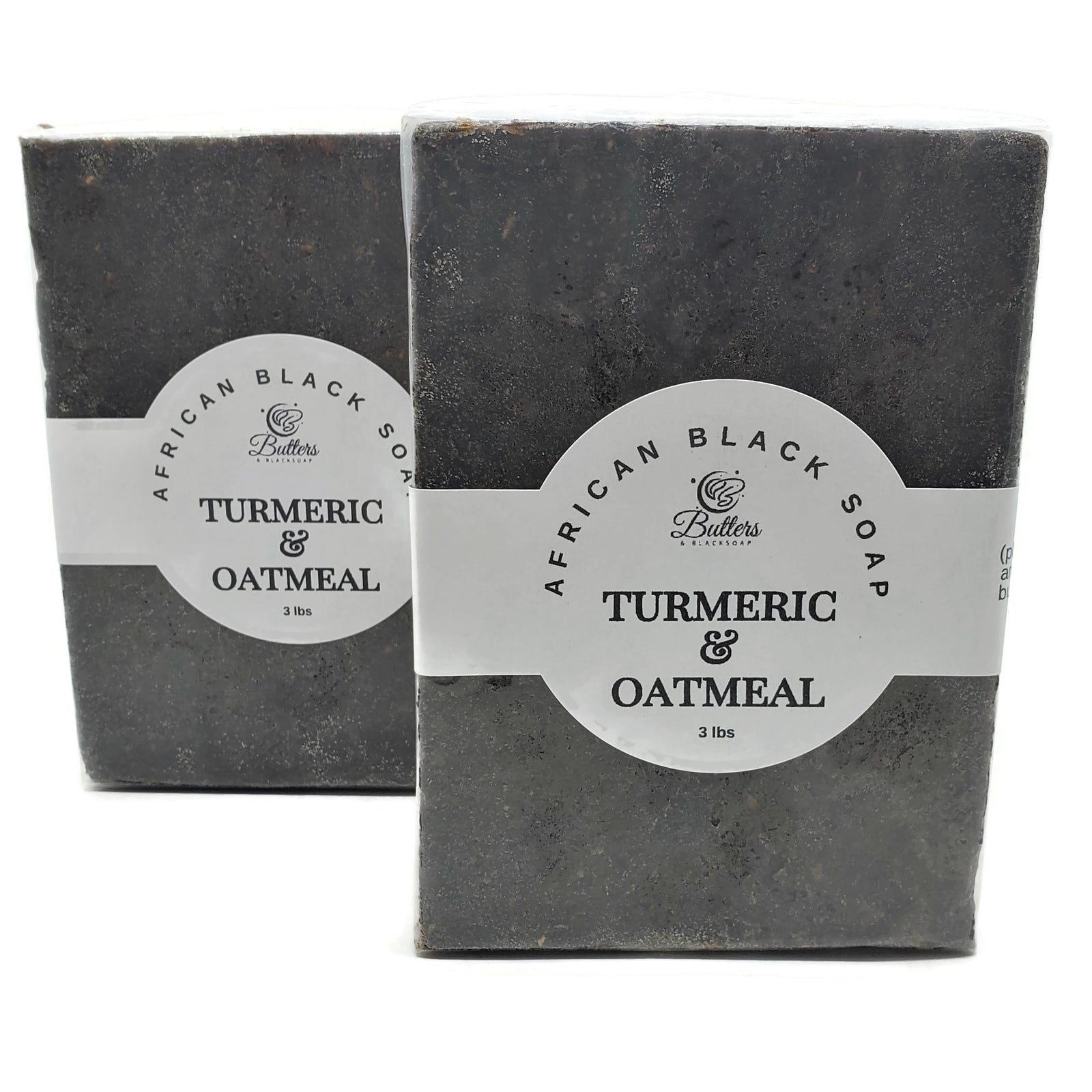 A 3lb loaf of turmeric and oatmeal african black soap