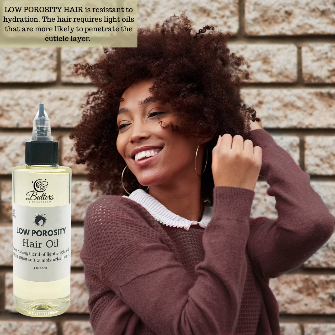 Low Porosity Hair Oil with fractionated coconut oil, argan oil, grapeseed oil and sweet almond oil